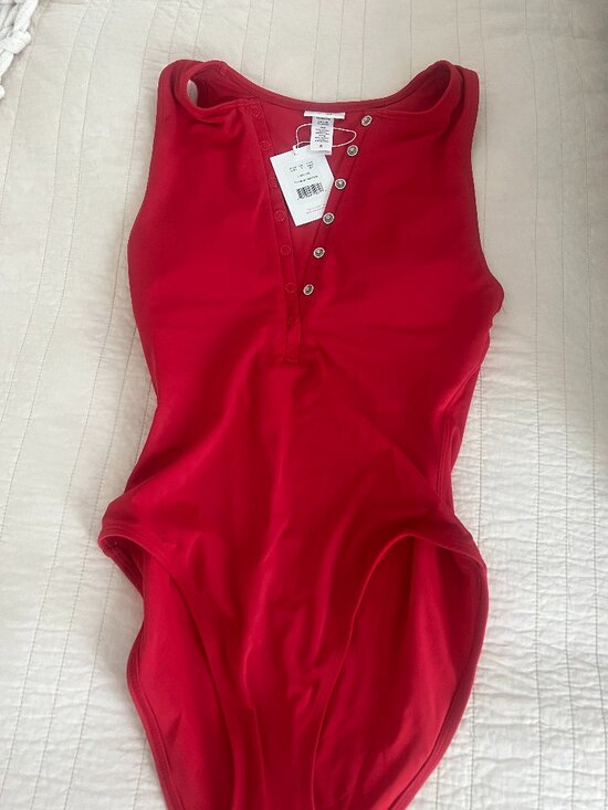 Andie Other - Andie Red One-Piece Swimsuit with Snap-Front Detail